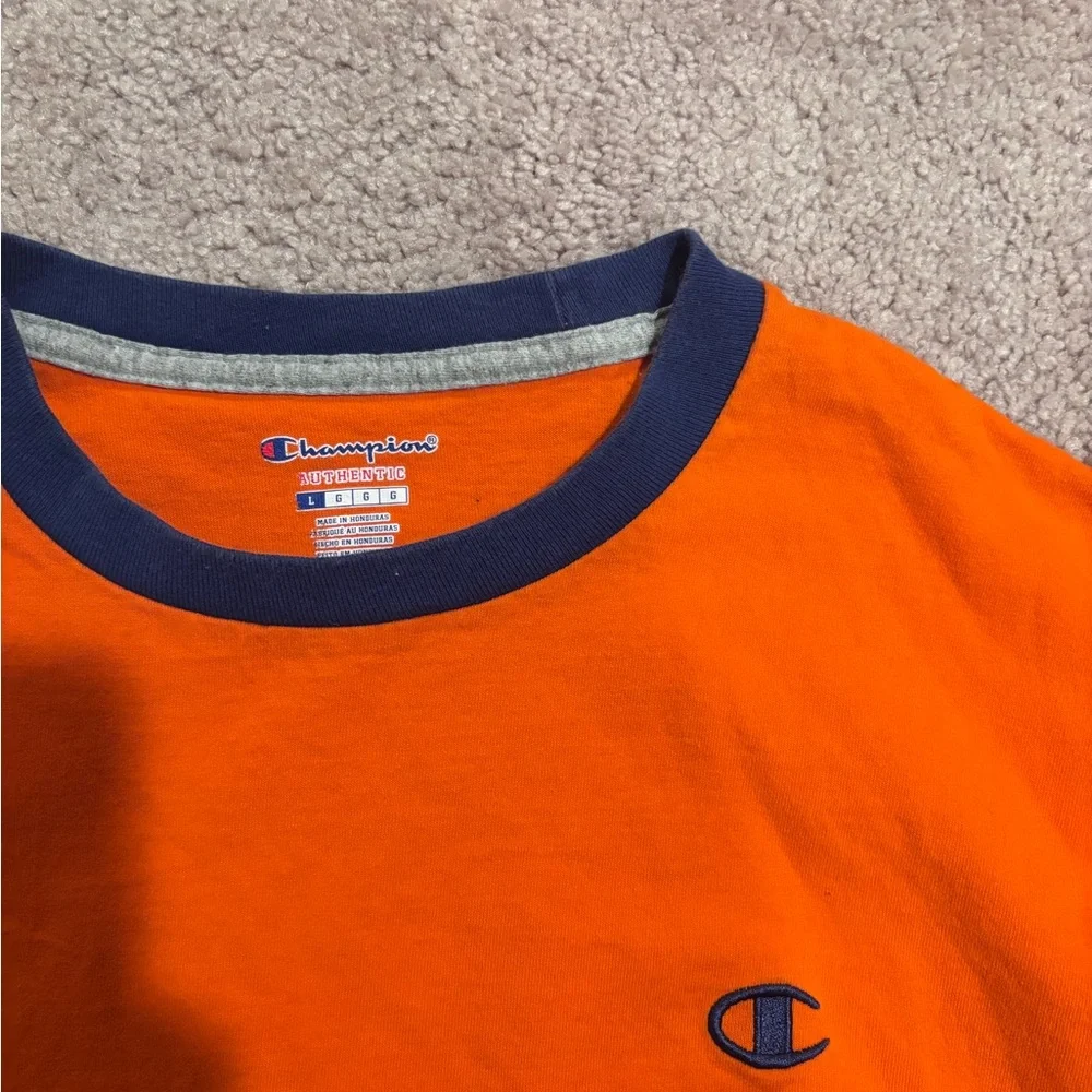 Champion Men's Orange and Blue Trim T-Shirt - Picture 2 of 3